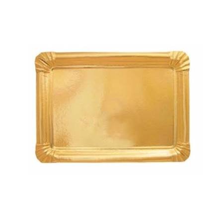 Bandeja De Cartón Dorada Rectangular 1/2kg X xx Unid