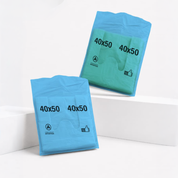Bolsas Camiseta 40x50 Reforzadas Antartida X 20 Paq Verdes o Azules
