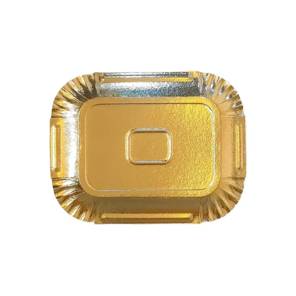 Bandeja De Cartón Dorada Rectangular 1/4kg X 50 Unid