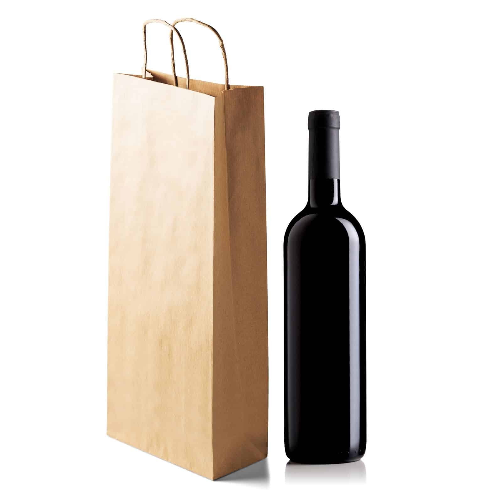 Bolsa kraft para botella de vino 14 x 40 x 8 cm | 80 g x 100 Unid - Imagen 2