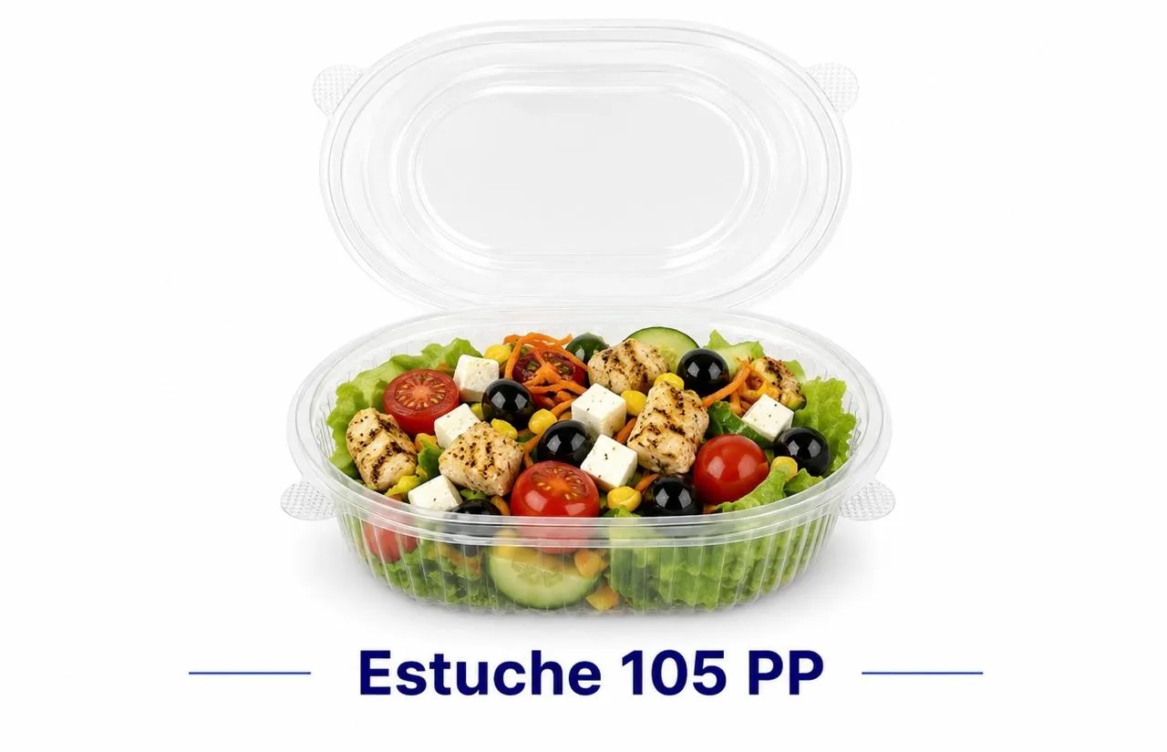 Bandeja Plastica 105 Oval Descartable Microondas Tapa Bisagra X unidades - Imagen 2