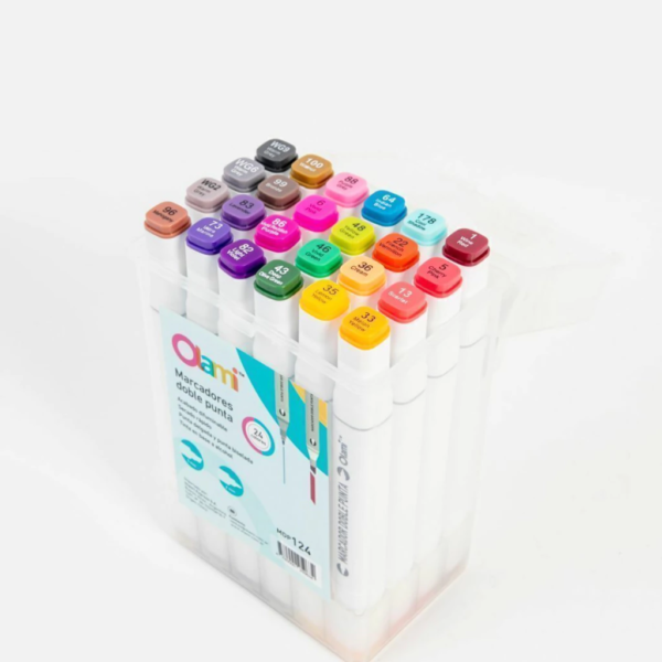 Marcadores Olami Doble Punta Para Diseño Caja x24 unidades