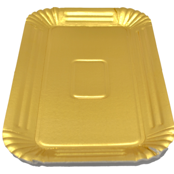 Bandeja De Cartón Dorada Rectangular 2kg X 50 Unid