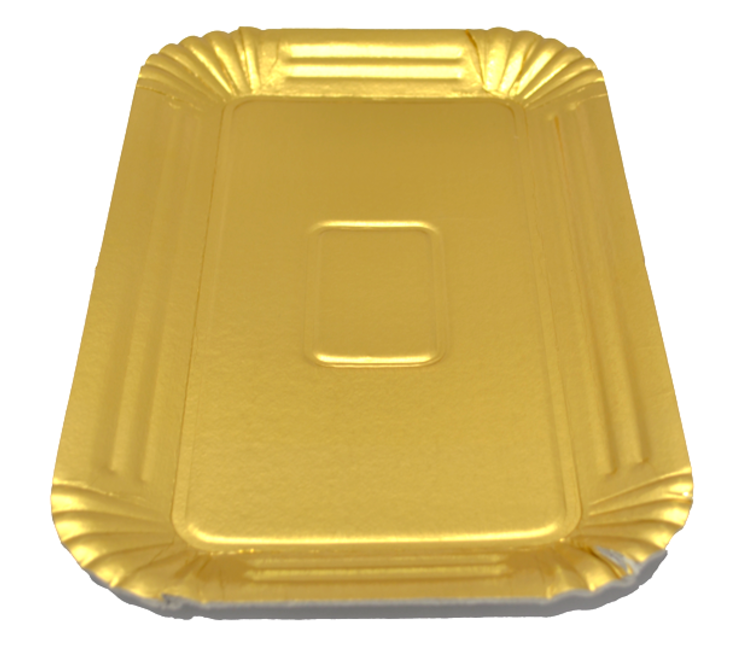 Bandeja De Cartón Dorada Rectangular 2kg X 50 Unid
