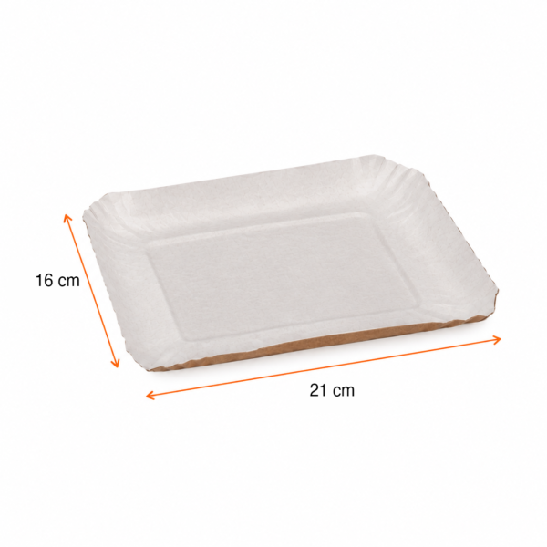 Bandeja Cartón Nº3 Satinada Rectangular 16 x 21cm X 1200 Unid