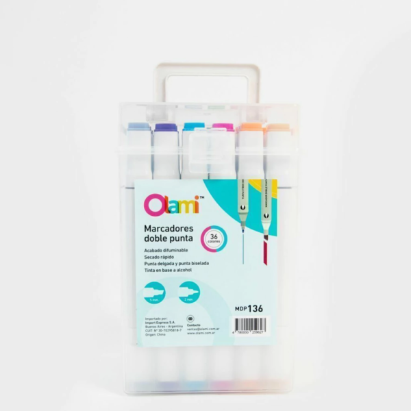 Marcadores Olami Doble Punta Para Diseño Caja x36 unidades