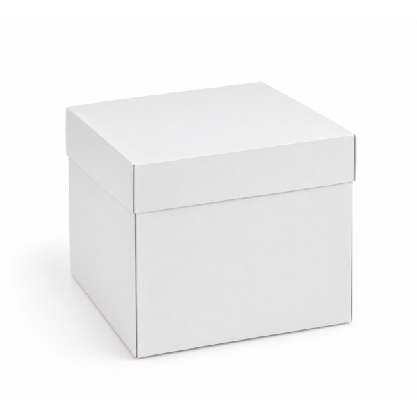 Caja Cartulina Blanca Tortera 25 x 25 x 27 cm C/Base y Tapa X 50 Unid