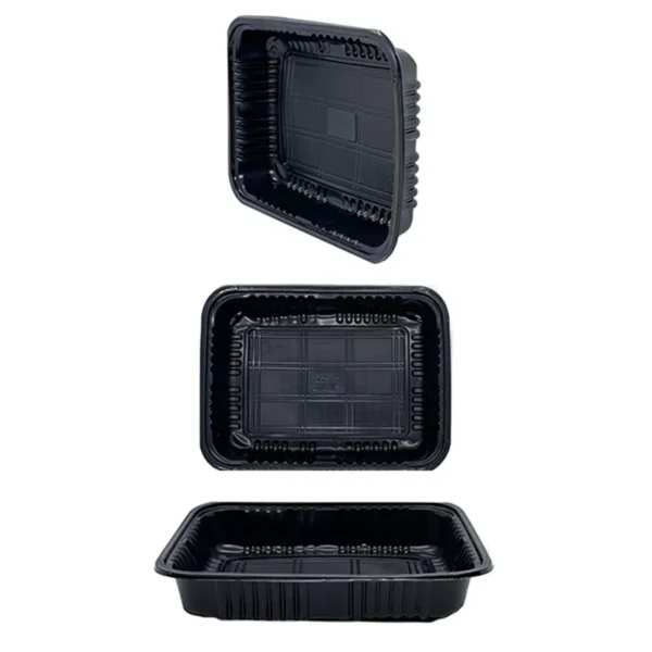 Bandeja Plastica 105 Negra Rectangular Descartable Microondas X 600 Unid