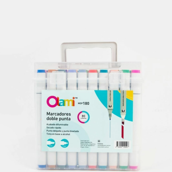 Marcadores Olami Doble Punta Para Diseño Caja x80 unidades