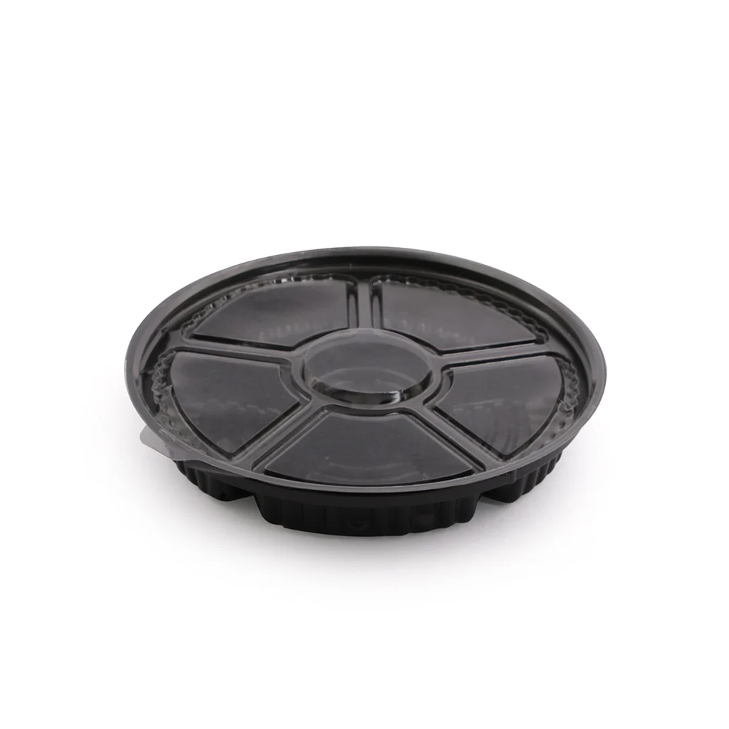 Bandeja Descartable Picadas 5 Divisiones 26 Cm C/tapa X 120 Unid