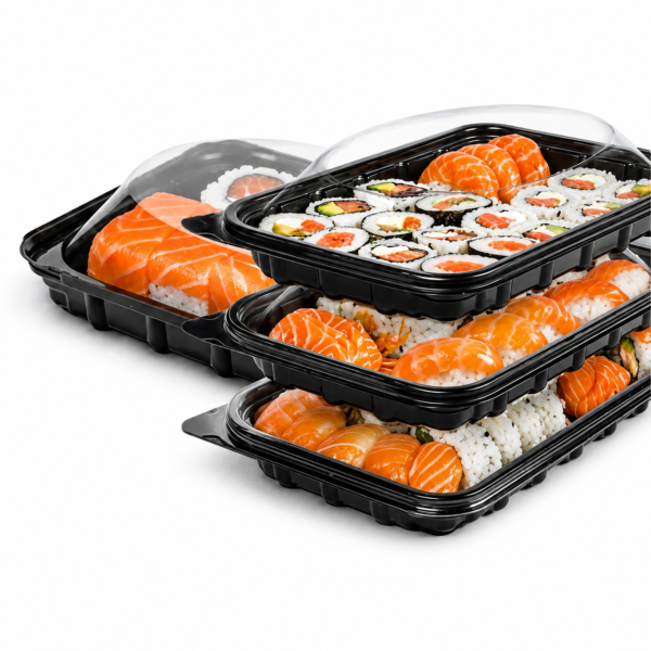 Bandeja Sushi Media Costilla 25x17cm Con Tapa X 1000 Unidades