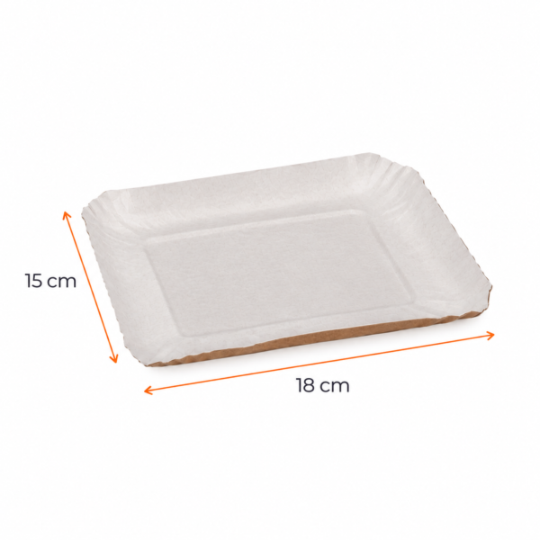 Bandeja Cartón Nº2 Satinada Rectangular 15 x 18cm X 1200 Unid
