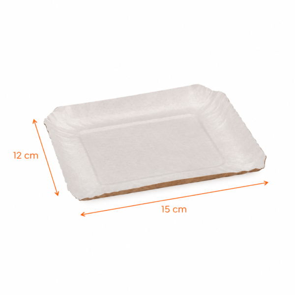 Bandeja Cartón Nº1 Satinada Rectangular 12 x 15cm X 1500 Unid