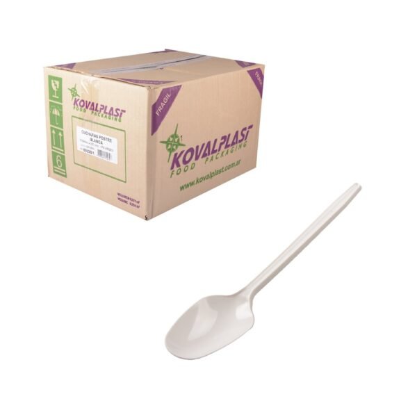 Cuchara Postre Blanca Kovalplast Plásticas Virgen X 1000 Unid Granel