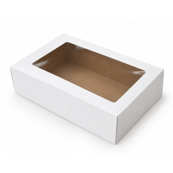 Caja Cartulina Blanca 20 x 14 x 5 cm C/Visor Alfajores X 50 Unid