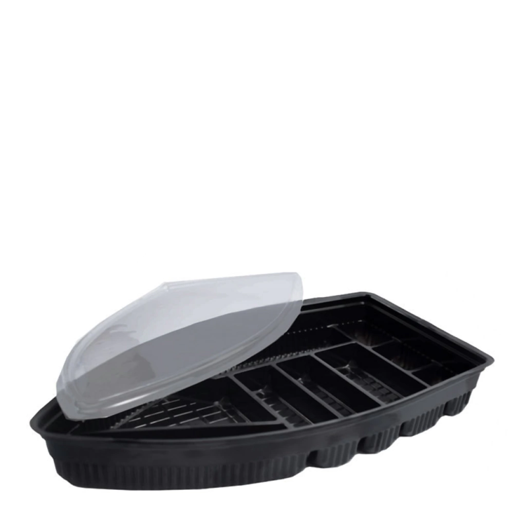Bandeja Para Sushi Con Tapa Tipo Barco Con Tapa X 150 Unidades - Imagen 2