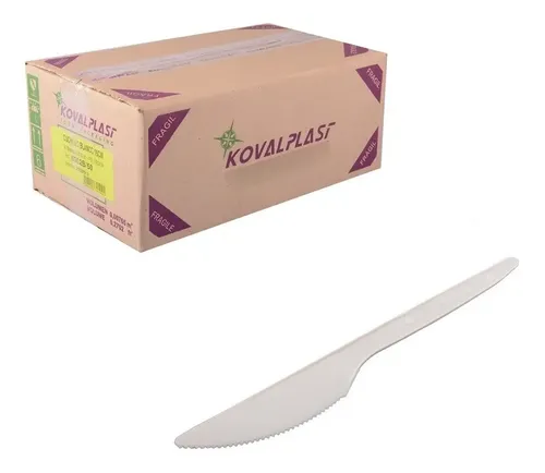 Cuchillo Blanco Plástico Descartable Kovalplast X 1000 Unid Granel