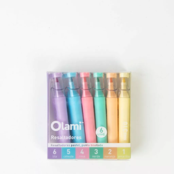 Estuche Olami Resaltadores Pastel Caja x 6 Unid