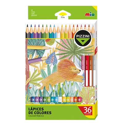 Lapices mad. largos. Triang. 36 colores - 4unid x Bulto