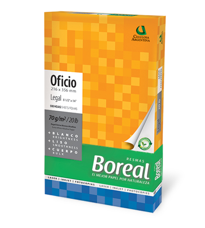 Resma Boreal Mate Blanco 70gr Oficio Caja x5unid