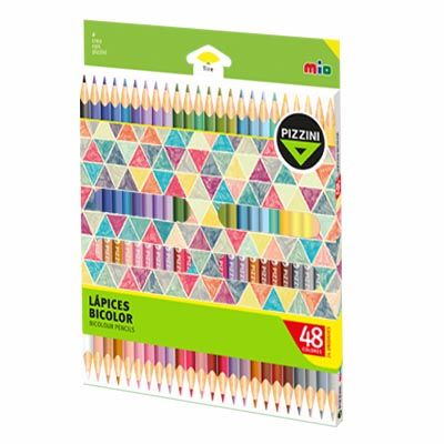 Lapices mad. Bicolor Triang 48 colores - 6unid x Bulto