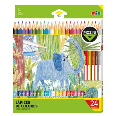 Lapices mad. largos.Triang. 24 colores - 6unid x Bulto