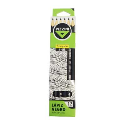 Lapices mad. largos.Triang. 12 Negros HB - 12unid x Bulto