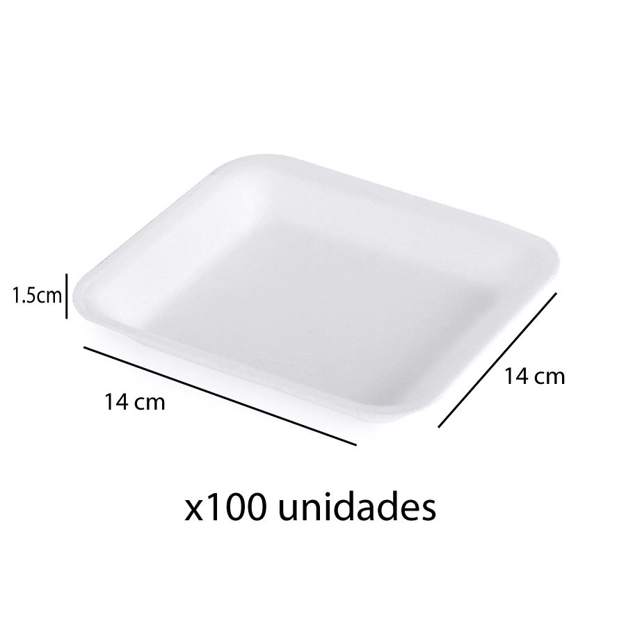 Bandeja Expandido Telgopor m17 14x14x1,5 cm x Bulto 400unid - Imagen 2
