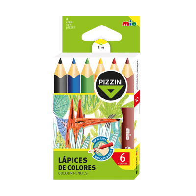 Lapices mad. cortos. Jumbo. Triang 6 col - 12unid x Bulto