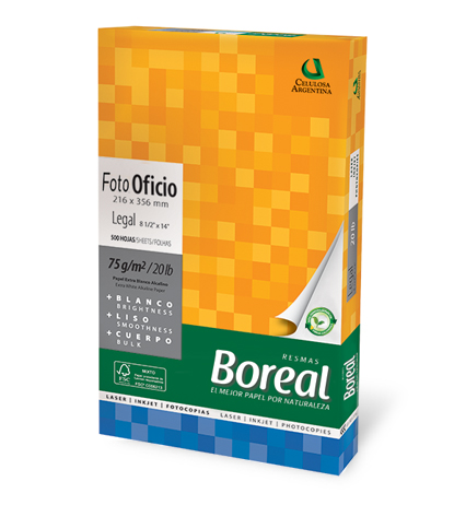 Resma Boreal Mate Blanco 75gr Oficio Caja x5unid