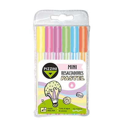 Resaltadores mini pta bisel PASTEL - 12unid x Bulto