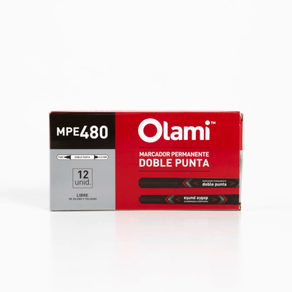 Marcadores Permanentes Olami Doble Punta Color Negro Caja x12 Unidades