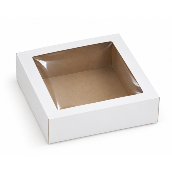 Caja Cartulina Blanca C/Visor 15 x 15 x 4 cm X 50 Unid