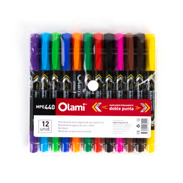 Estuche x12 Marcadores Olami Doble Punta de Colores Surtidos Caja x12 unid