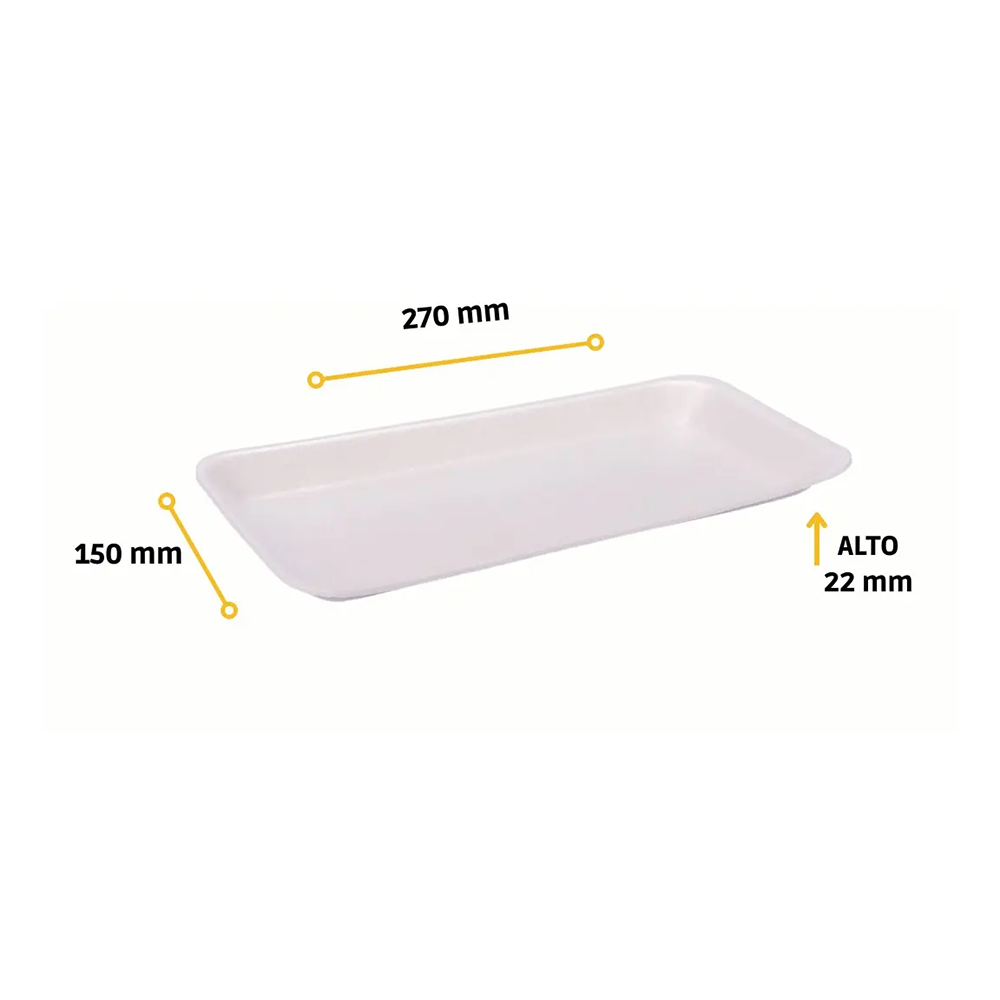 Bandeja Expandido Telgopor m15 27x15x2,2 cm x Bulto 400unid - Imagen 2