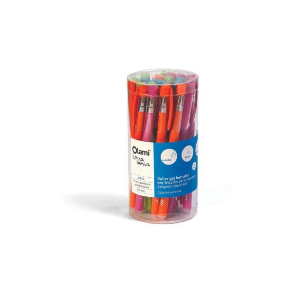 Bolígrafo Borrable Olami Cuerpo Delgado - Tinta Azul (Tipo G2) Pote x 24 Unid